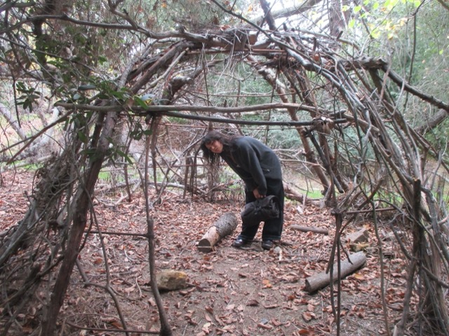walking on campus at sunset